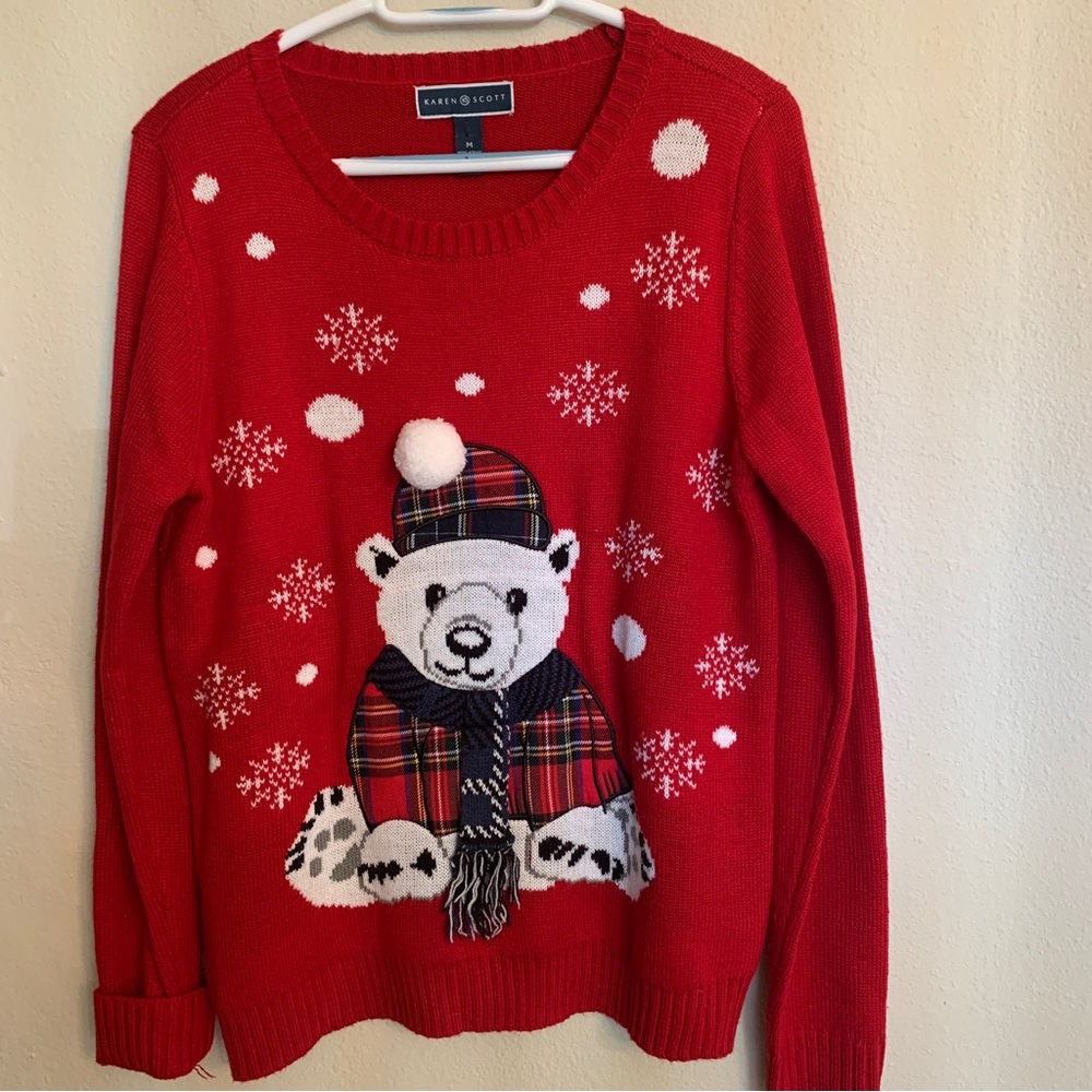 Karen Scott Christmas sweater. Teddy bear